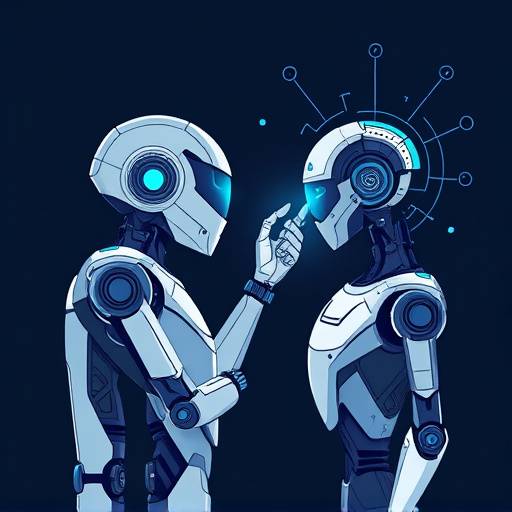 Ilustra&radic;&sect;&radic;&pound;o de um rob&radic;&yen; e um humano interagindo, representando IA em s&radic;&copy;ries